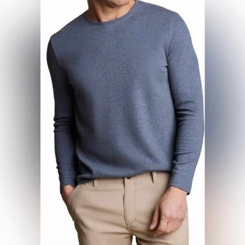English Laundry Long Sleeve Crew Neck Shirt Mens Blue Comfort NEW